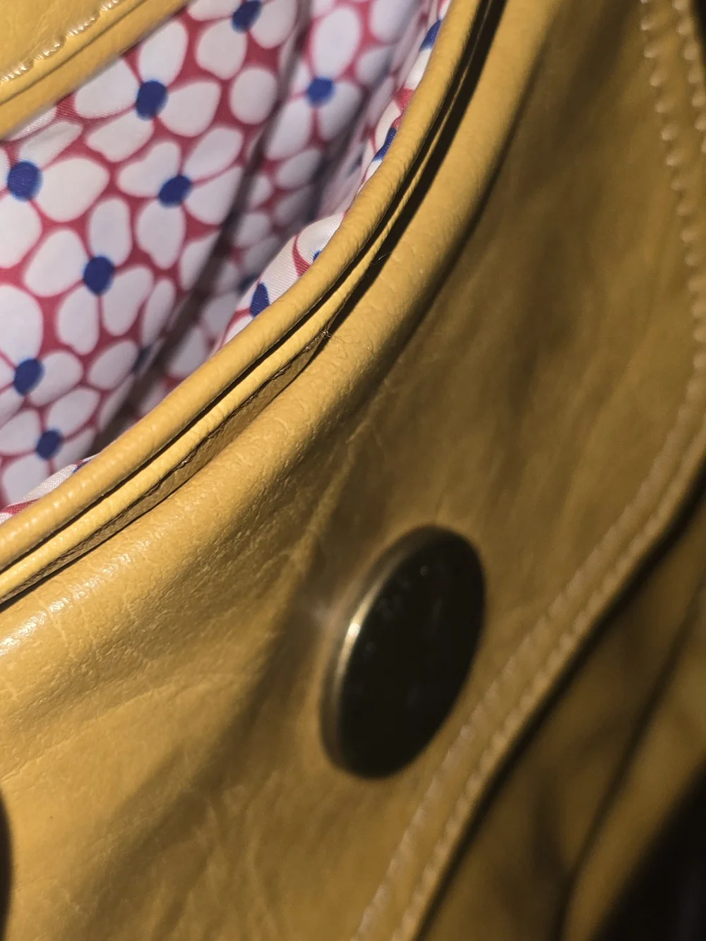 Yellow Leather Shoulder Bag with Front Flap Pocket